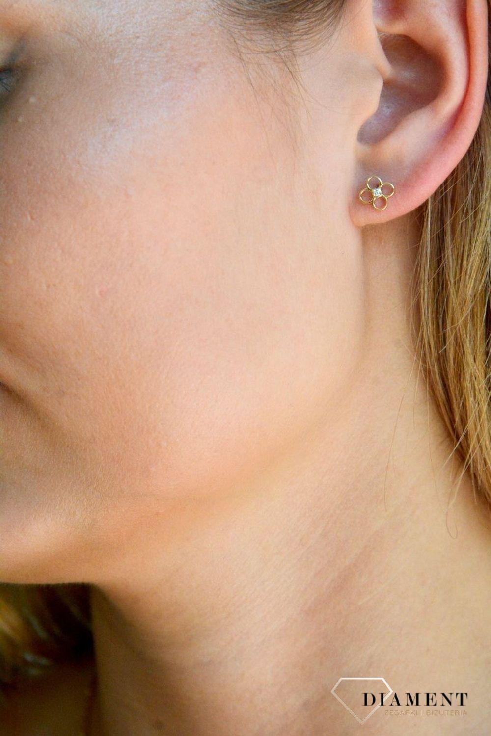 Złote kolczyki damskie 375 kwiatki wkrętki KL 9607 375.jpg